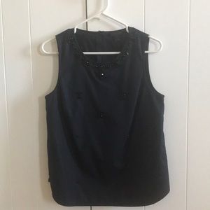 Navy blue cotton sleeveless top. 100% cotton